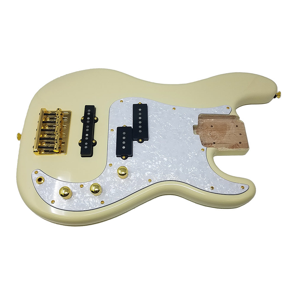 Allen Eden Guitars 5-String Electric Bass Guitar Body Magnolia White