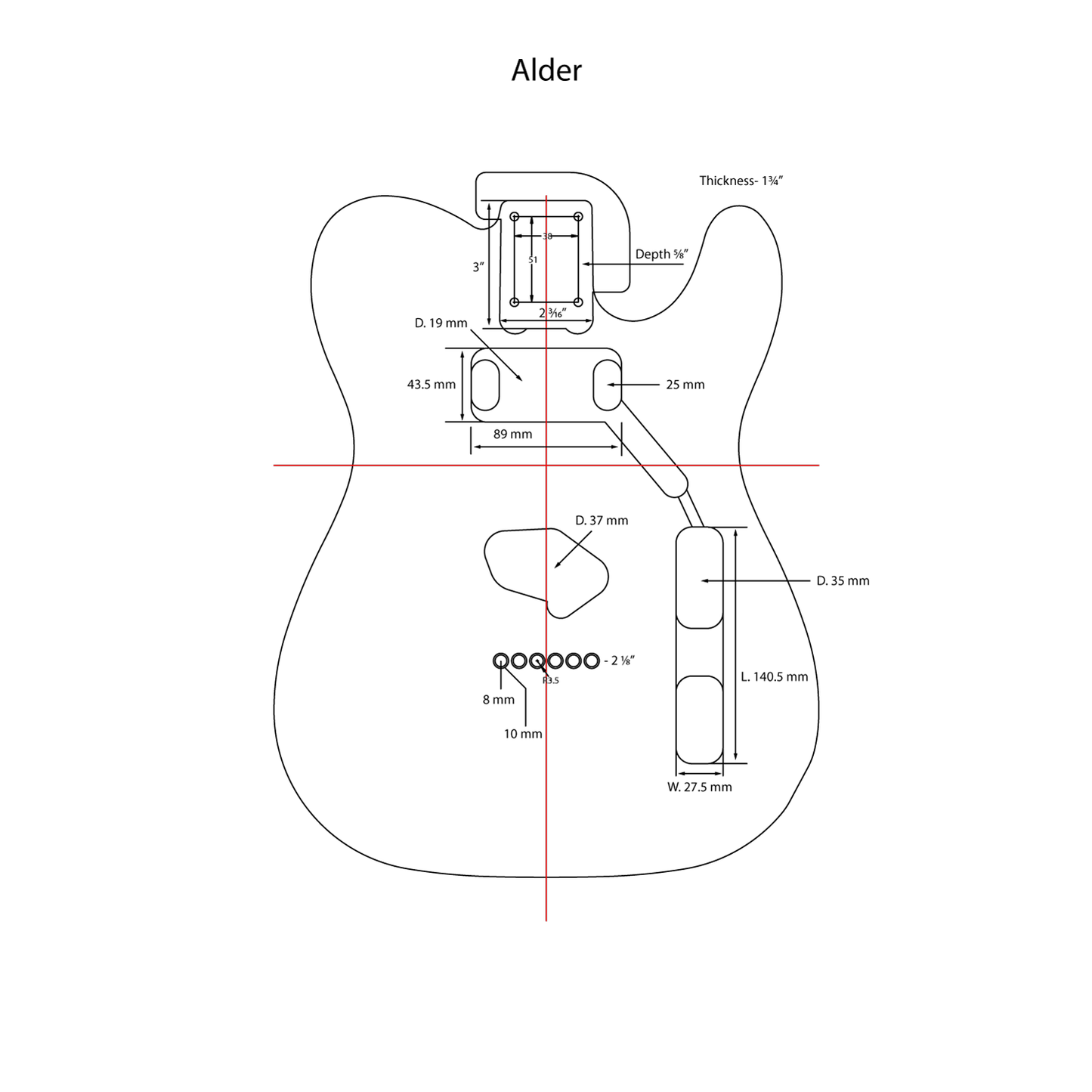 AE Guitars® T-Style Alder Replacement Guitar Body Sunburst