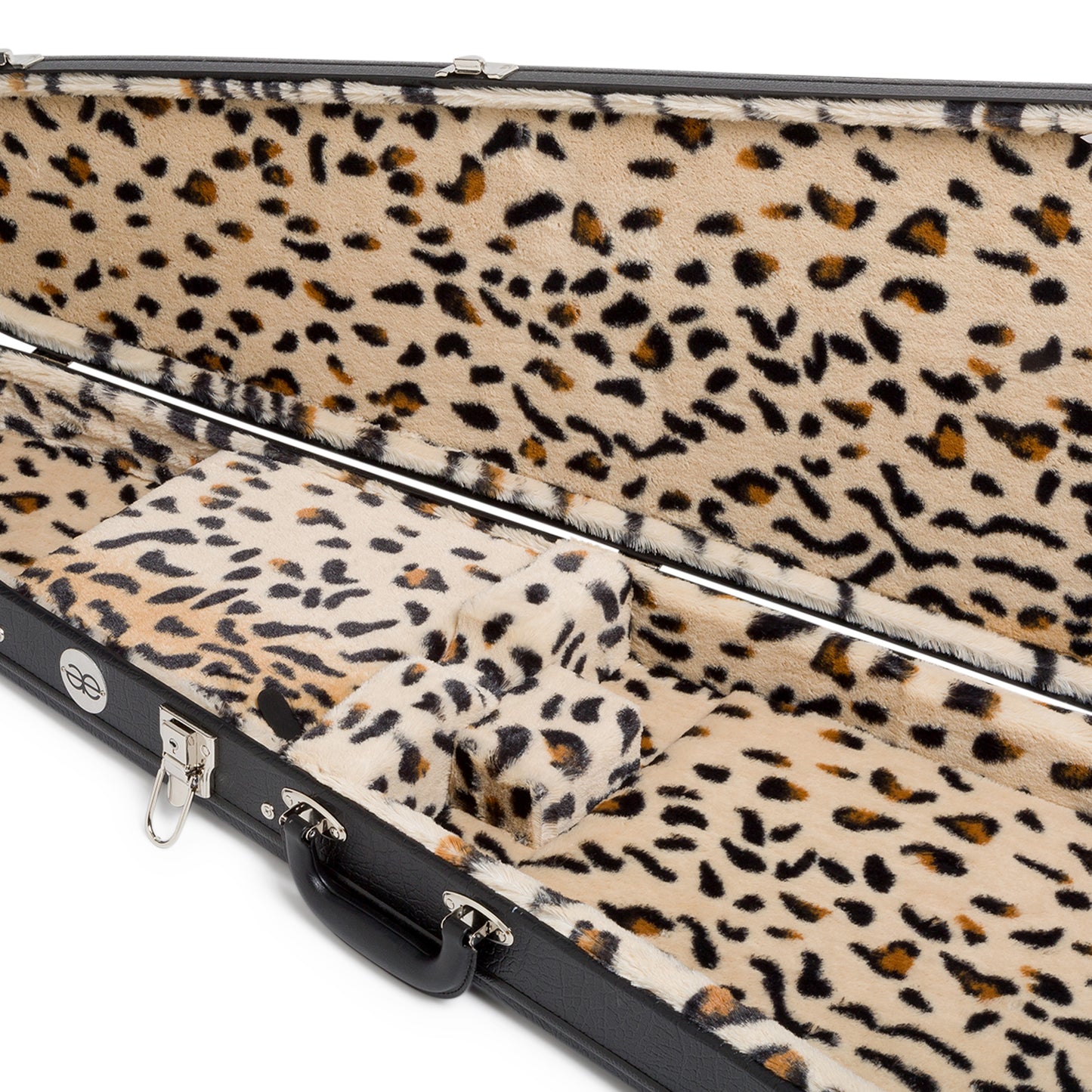 Teardrop Alligator Brown Guitar Case with Black Tolex / Leopard Soft Plush