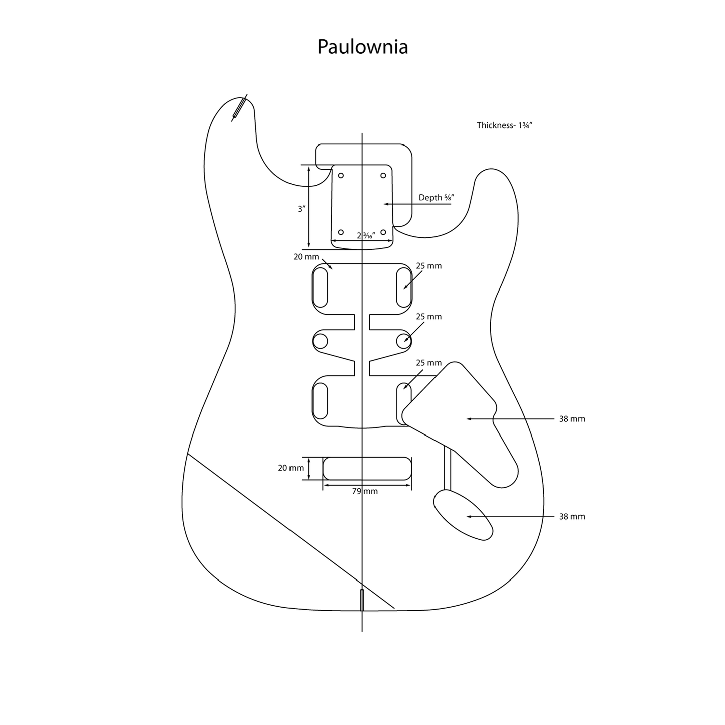 AE Guitars® S-Style Paulownia Replacement Guitar Body Silver Flake