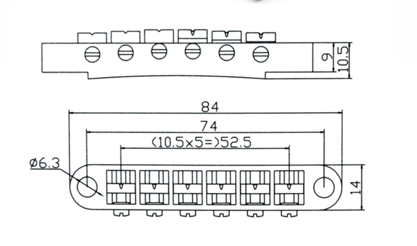 Tune-O-Matic Guitar Bridge Modern Spacing - Chrome