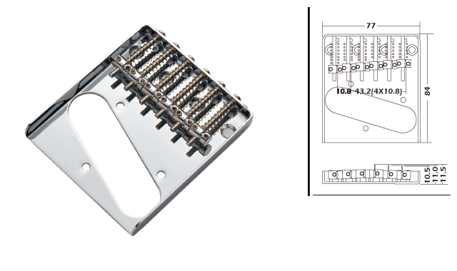 Vintage Fixed Bridge Tailpiece 6 Saddles for Electric Guitar TB002