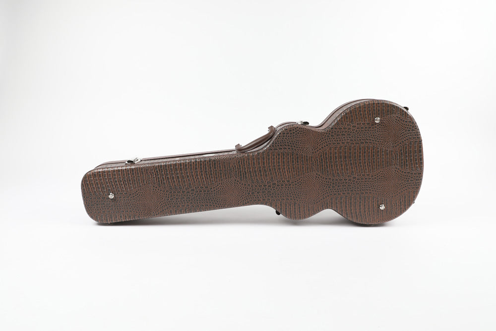 Allen Eden Brown Arch Top Les Paul Alligator Skin Hardshell Guitar Case