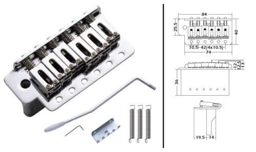 Tremolo Bridge Set for Strat Style Guitars Chrome SB002-CR