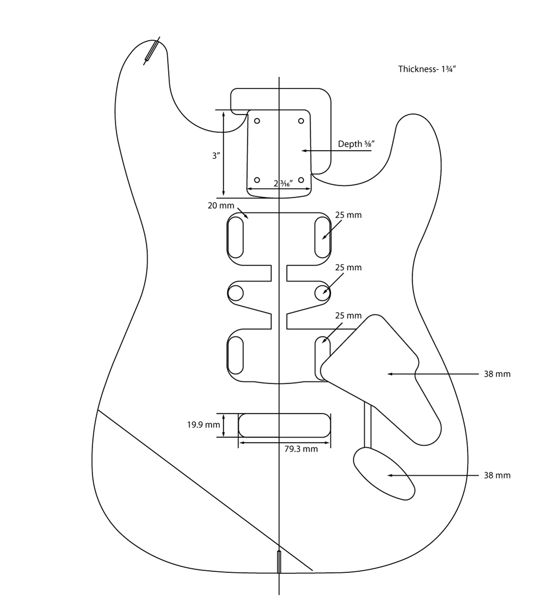 AE Guitars® S-Style Paulownia Replacement Guitar Body Miami Blue