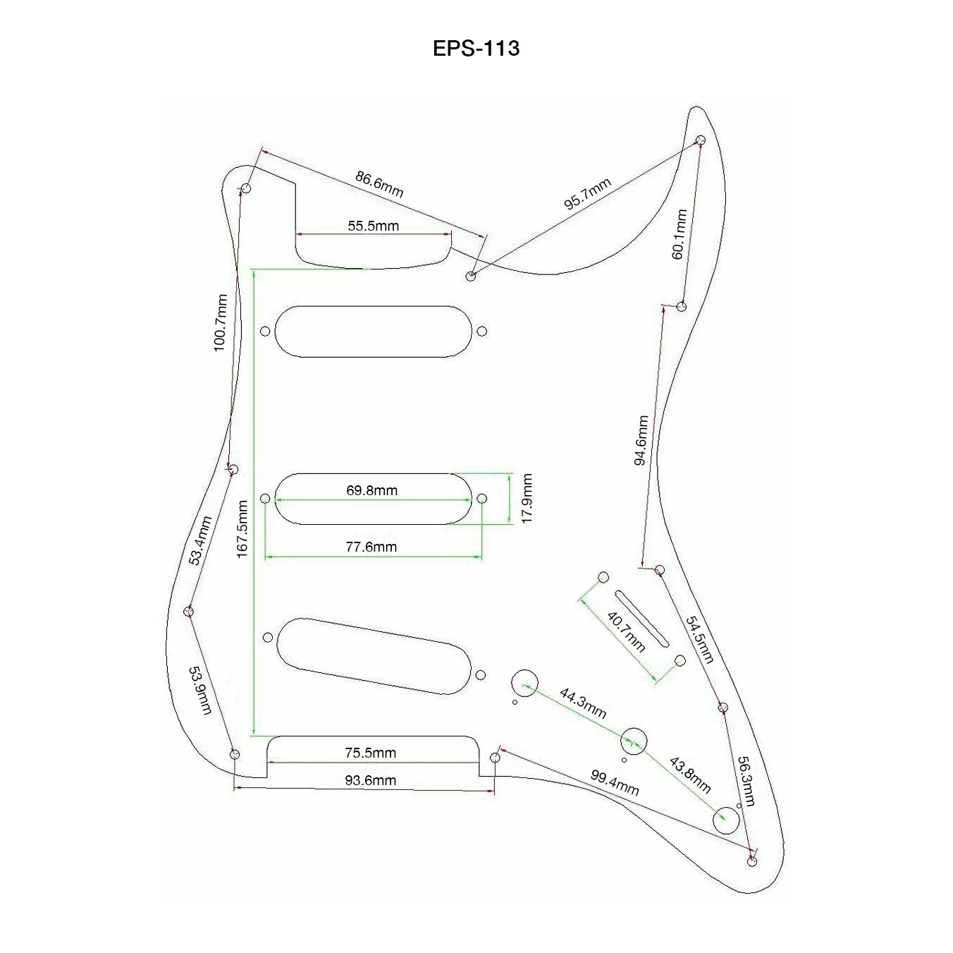 Strat Pickguard 11-Hole | White 3-Ply | Fits USA & MIM Fender Stratocaster | Shielded S-Style