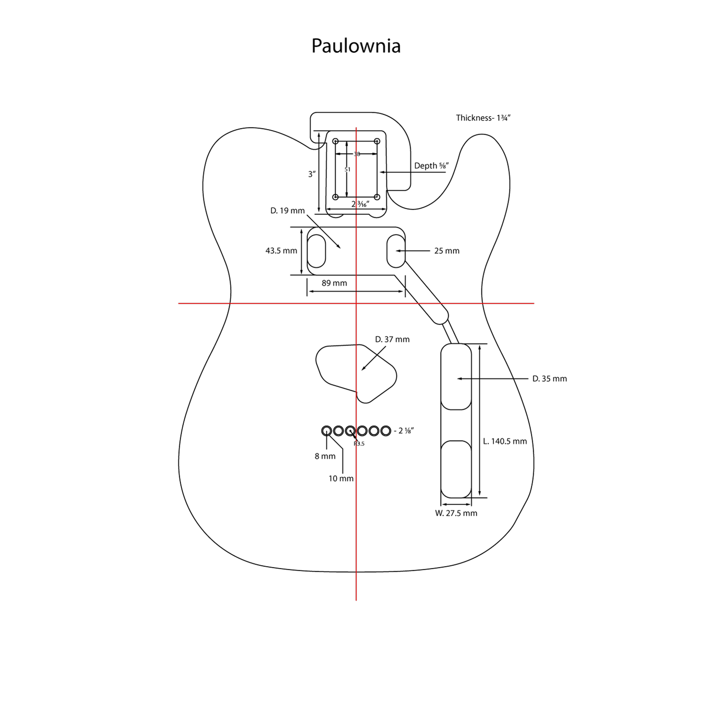 AE Guitars® T-Style Paulownia Replacement Guitar Body 3 Tone Sunburst