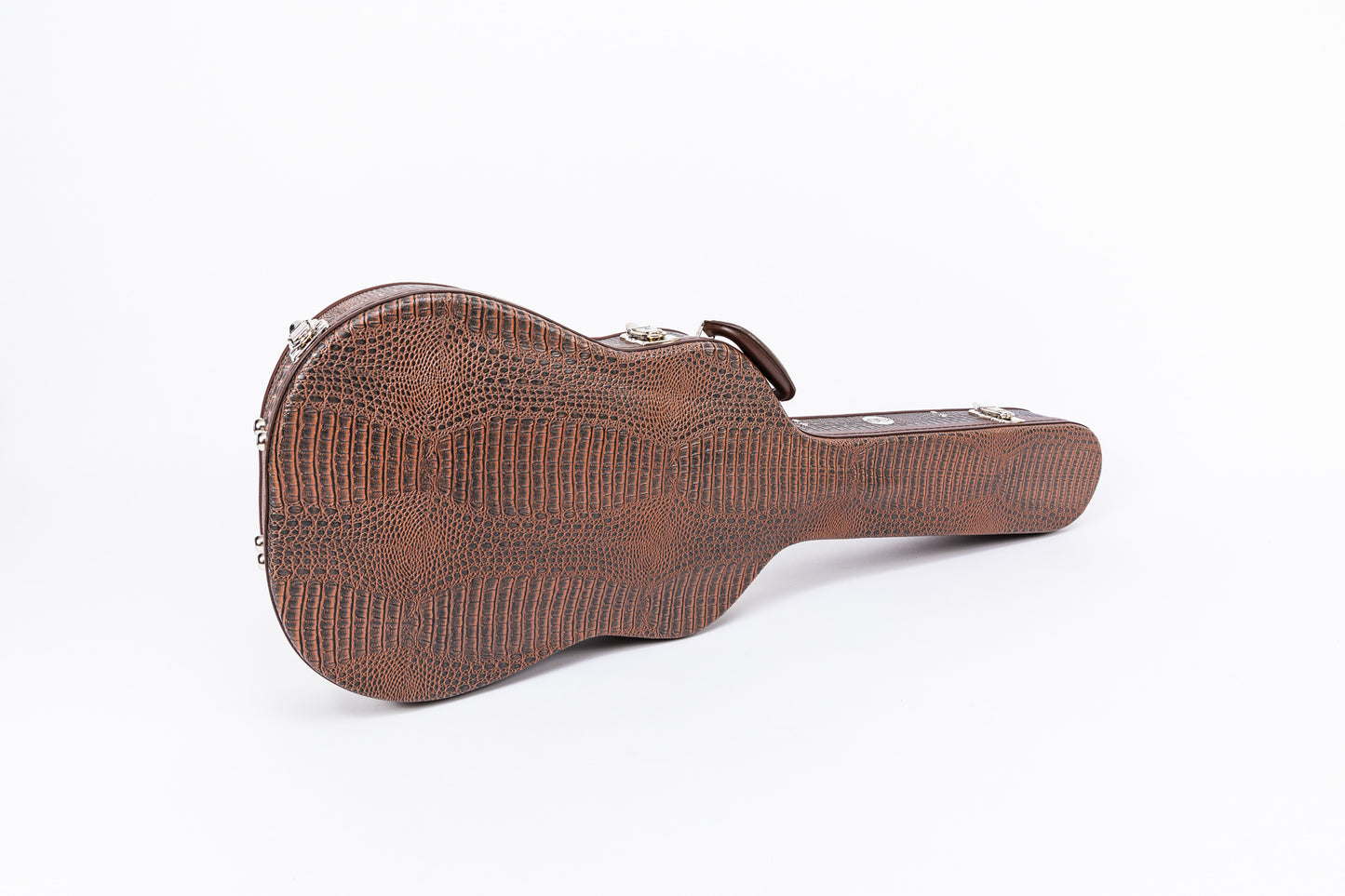 AE Guitars Hardshell Guitar Case Brown Leather with Leopard Interior for Gretsch Jet Styles