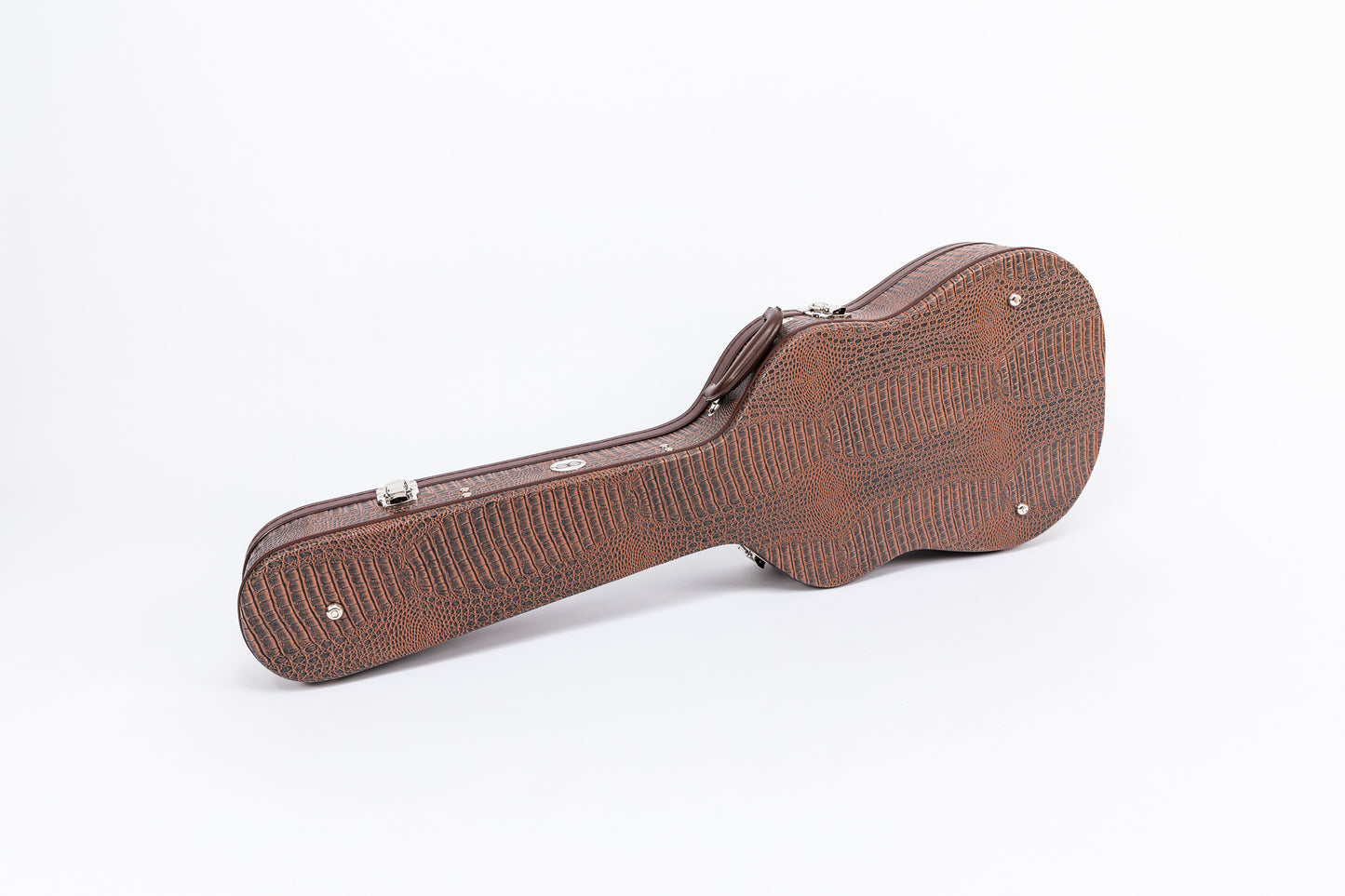 AE Guitars Hardshell Guitar Case Brown Leather with Leopard Interior for Gretsch Jet Styles