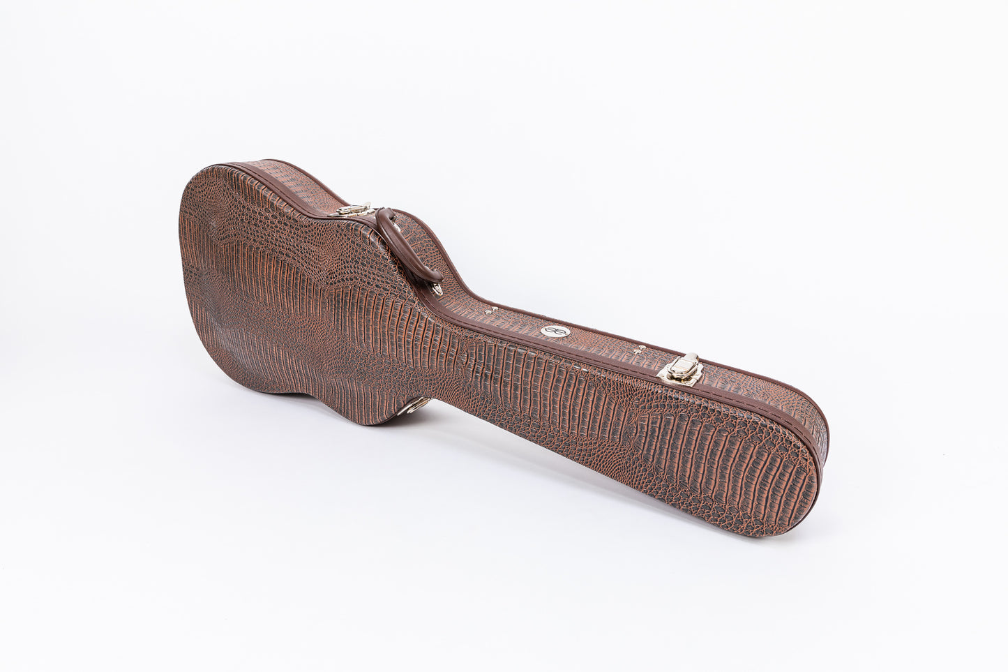 AE Guitars Hardshell Guitar Case Brown Leather with Leopard Interior for Gretsch Jet Styles