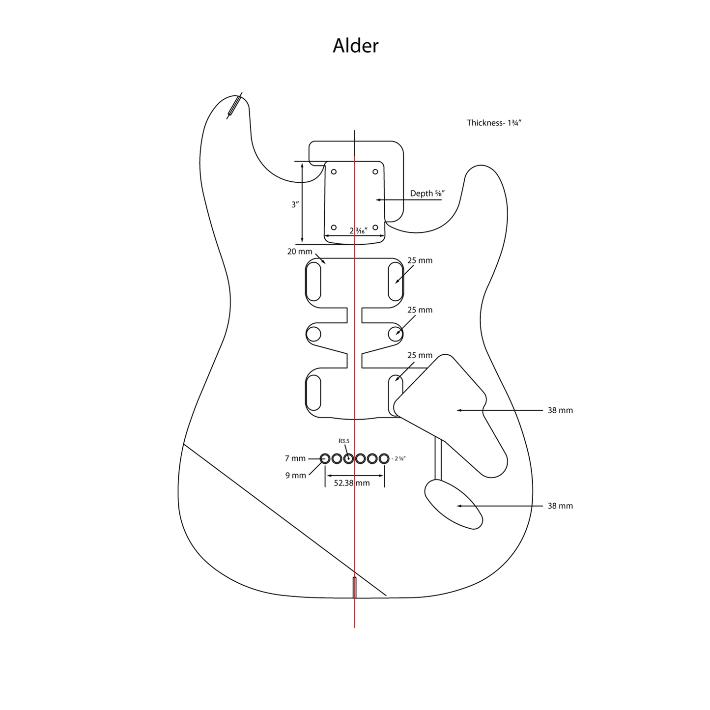 AE Guitars® S-Style Alder Replacement Guitar Body Silver Variant Flake
