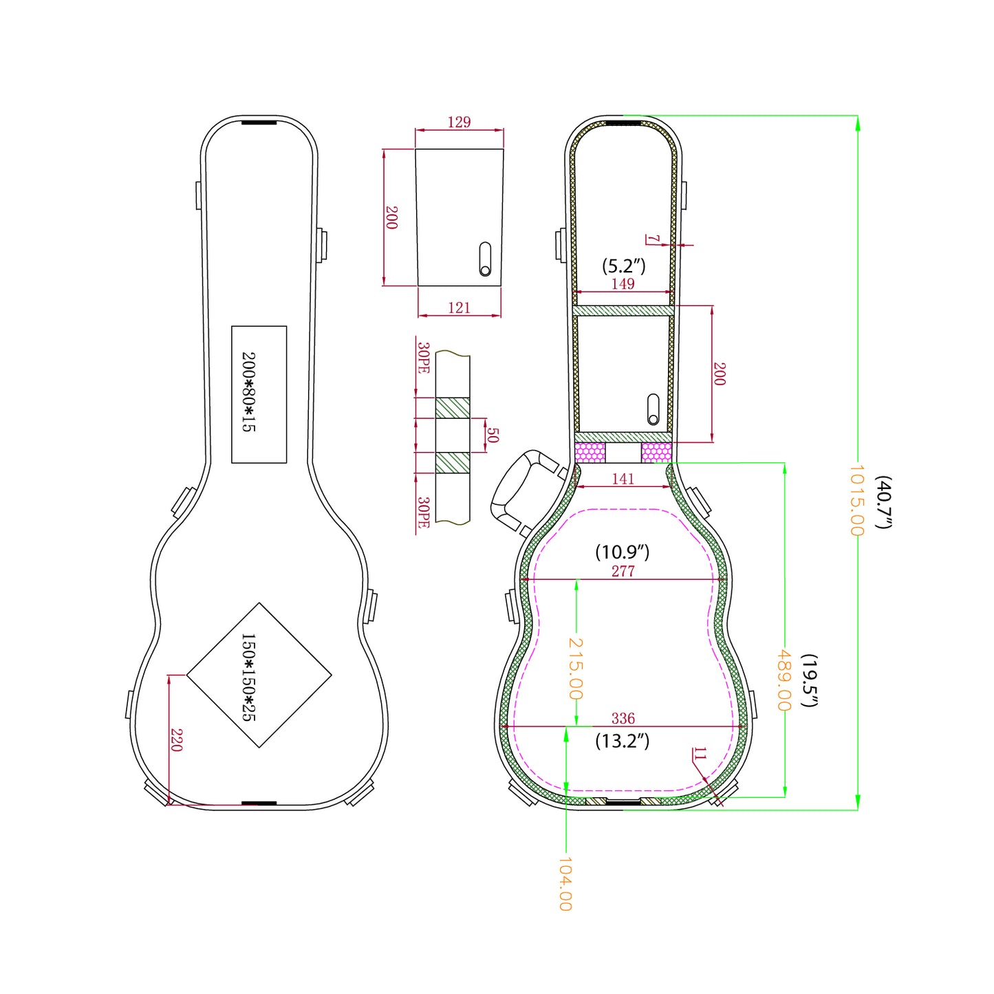 Allen Eden Black SG / Telecaster Hardshell Guitar Case for SG / Tele Styles