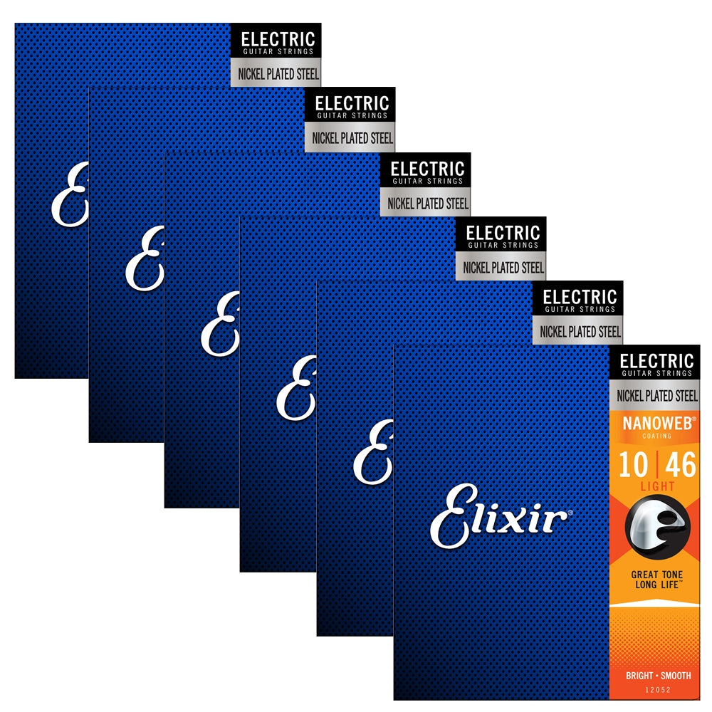 Elixir Strings 12052 Nanoweb Electric Guitar Strings - .010-.046 Light 6 Pack