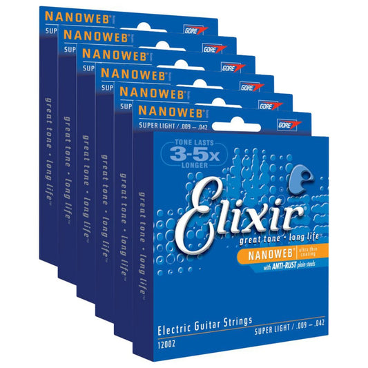 Elixir 12002 Super Light Electric Strings (9-42) 6 Pack