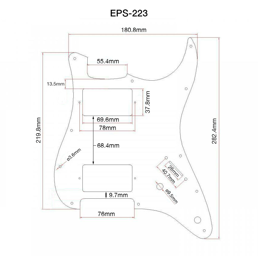 AE Guitars® HH Strat 3-PLY AW/B/W Cream Pickguard