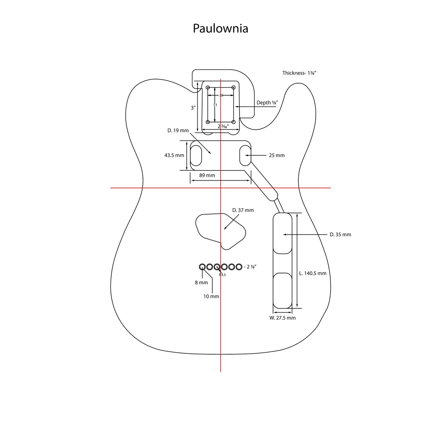 AE Guitars® T-Style Paulownia Replacement Guitar Body Natural Satin