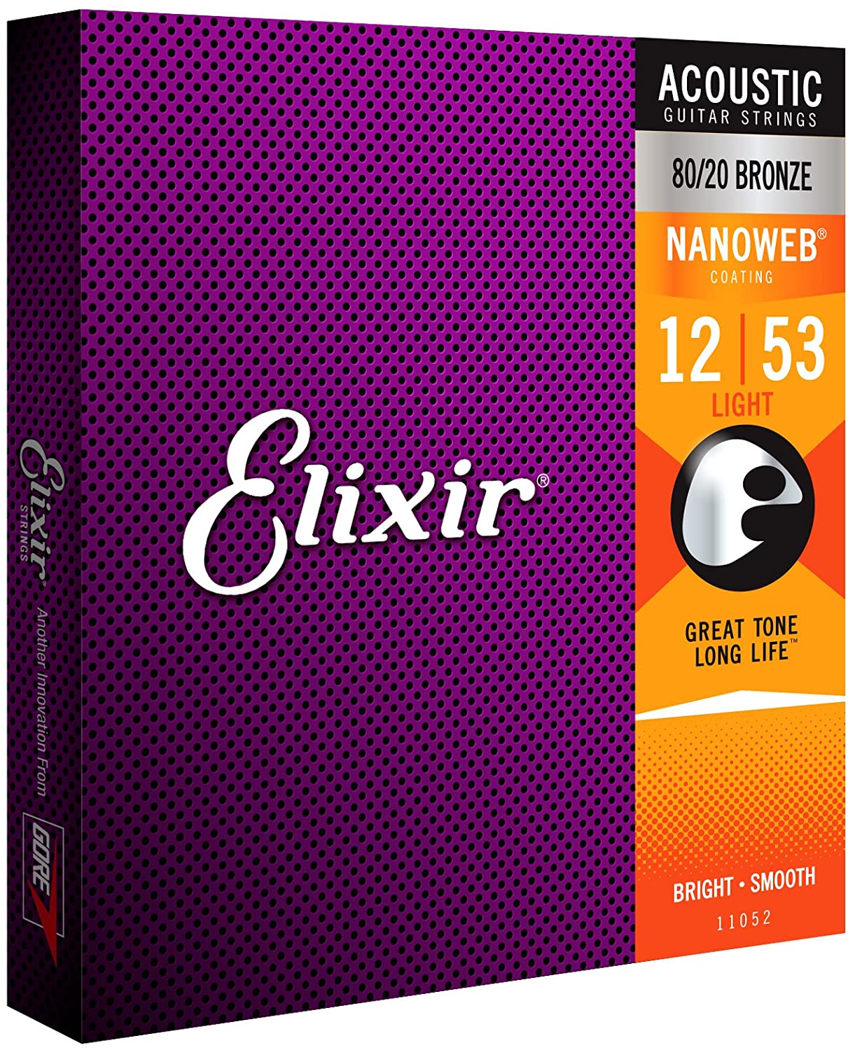 Elixir Strings 11052 Nanoweb 80/20 Acoustic Guitar Strings - .012-.053 Light 3 Pack
